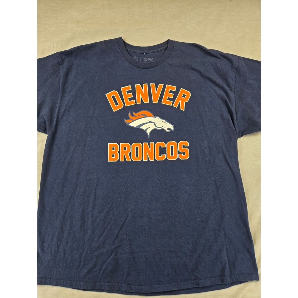 NFL‎ Team Apparel Denver Broncos Navy Blue Graphic T-Shirt Mens 2XL 2371
